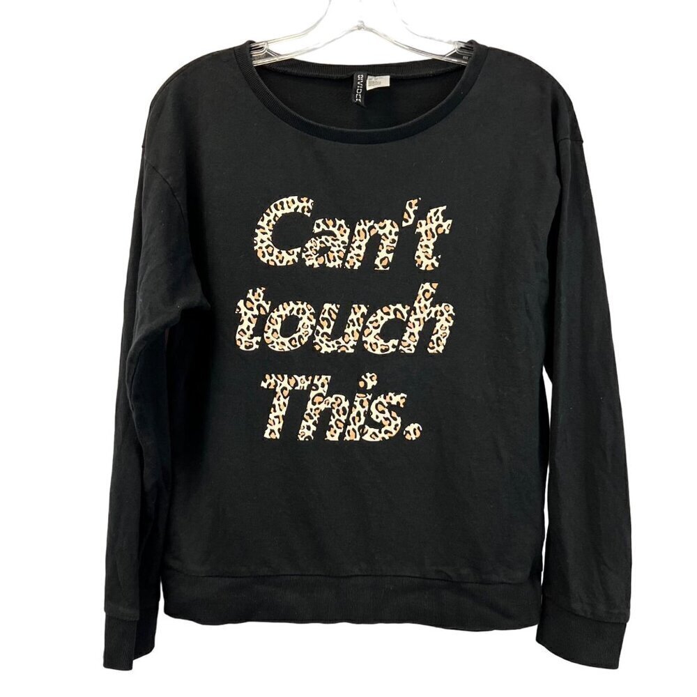 H&M Womens Long Sleeve “Can’t Touch This” Lightweight Sweatshirt Leopard Small